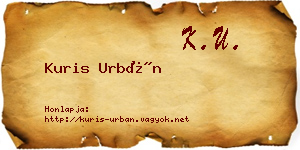 Kuris Urbán névjegykártya